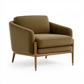 Fauteuil 82 x 80 x 78 cm en tissu brun avec structure en bois style moderne