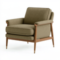 Fauteuil 82 x 85 x 88 cm en tissu vert olive avec structure en bois style rétro