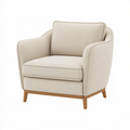 Fauteuil 80 x 85 x 85 cm en tissu beige avec pieds en bois style contemporain