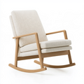 Fauteuil à bascule 92 x 68 x 98 cm en bois et tissu bouclé beige style scandinave