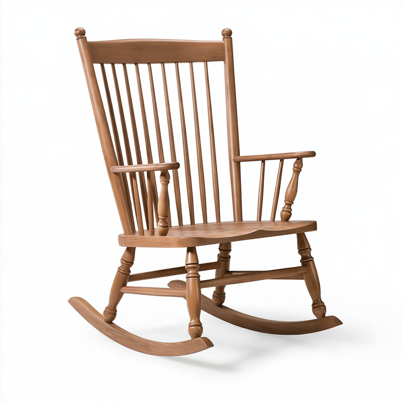 Fauteuil à bascule 70 x 90 x 110 cm en bois marron style traditionnel