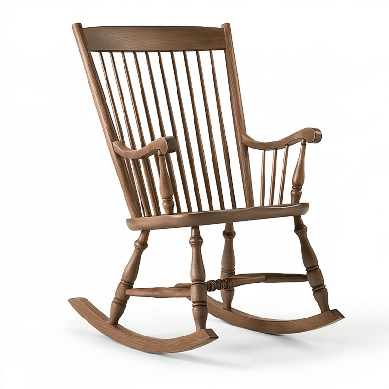 Fauteuil à bascule 62 x 85 x 110 cm en bois brun style traditionnel