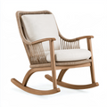 Fauteuil à bascule 95 x 70 x 105 cm en bois naturel et corde beige style scandinave