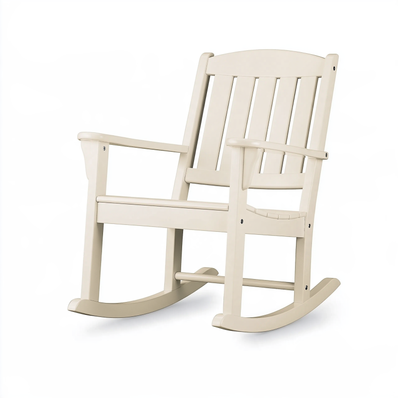 Fauteuil à bascule 86 x 65 x 114 cm en bois peint blanc style classique