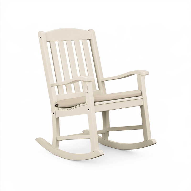 Fauteuil à bascule 82 x 66 x 110 cm en bois beige avec assise rembourrée