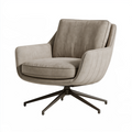 Fauteuil pivotant 75 x 82 x 88 cm en tissu taupe avec piètement métal
