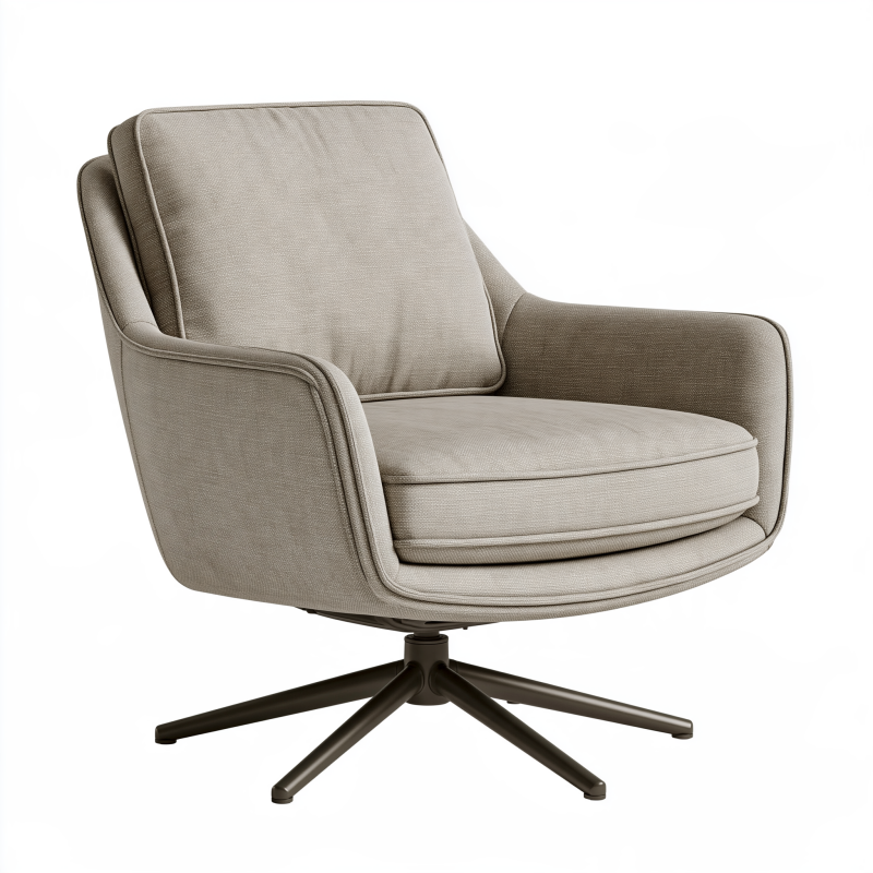 Fauteuil pivotant 82 x 86 x 88 cm en tissu taupe style contemporain
