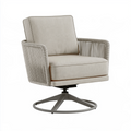 Fauteuil pivotant 82 x 75 x 90 cm en tissu et corde beige style contemporain