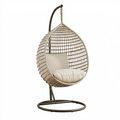 Fauteuil suspendu 100 x 100 x 195 cm en métal et corde beige style bohème pour intérieur